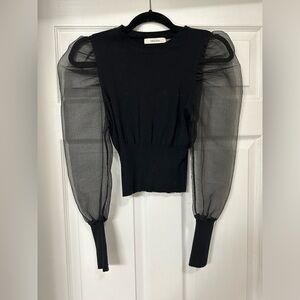Idem Ditto - Black Blouse - Mesh Sleeves - S